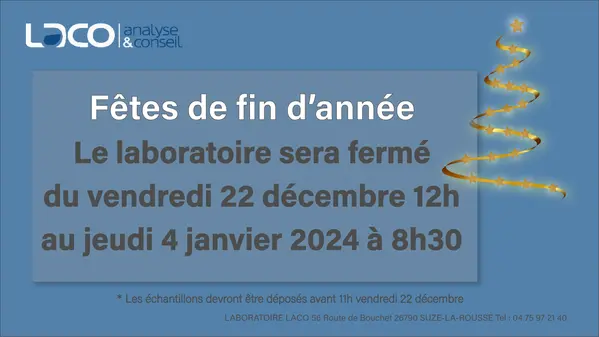 Fermeture pendant les fêtes de fin d'année